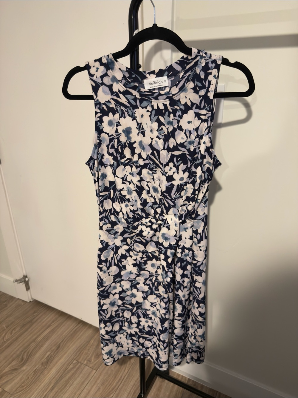 Kaileigh Navy and White Floral Midi Dress